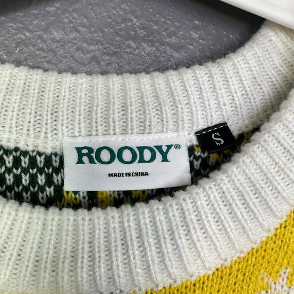 ROODY FIT CRUNCH Yellow Ugly Christmas Sweater Unisex Size Small - Picture 4 of 6